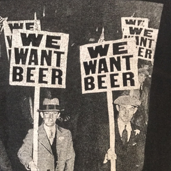 WE WANT BEER men’s prohibition T-shirt size medium black and grey Altrue apparel - Picture 5 of 8